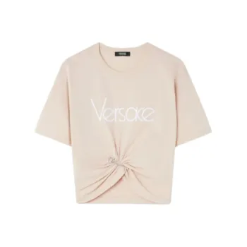VERSACE Safety Pin Detailed Cropped T Shirt