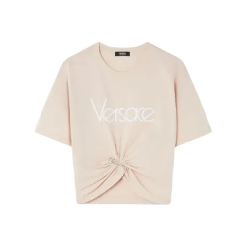 VERSACE Safety Pin Detailed Cropped T Shirt