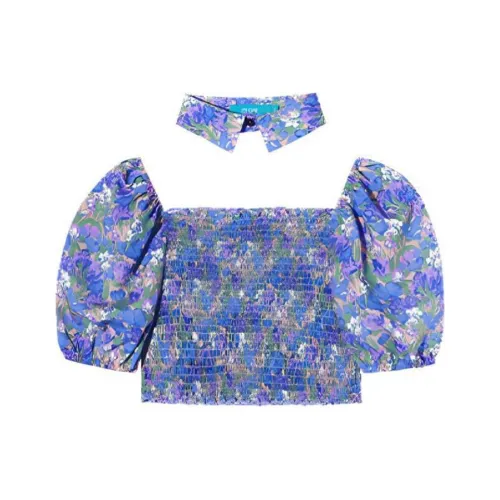 I'M ONE Crop Tops Women's Dreamy Floral Purple