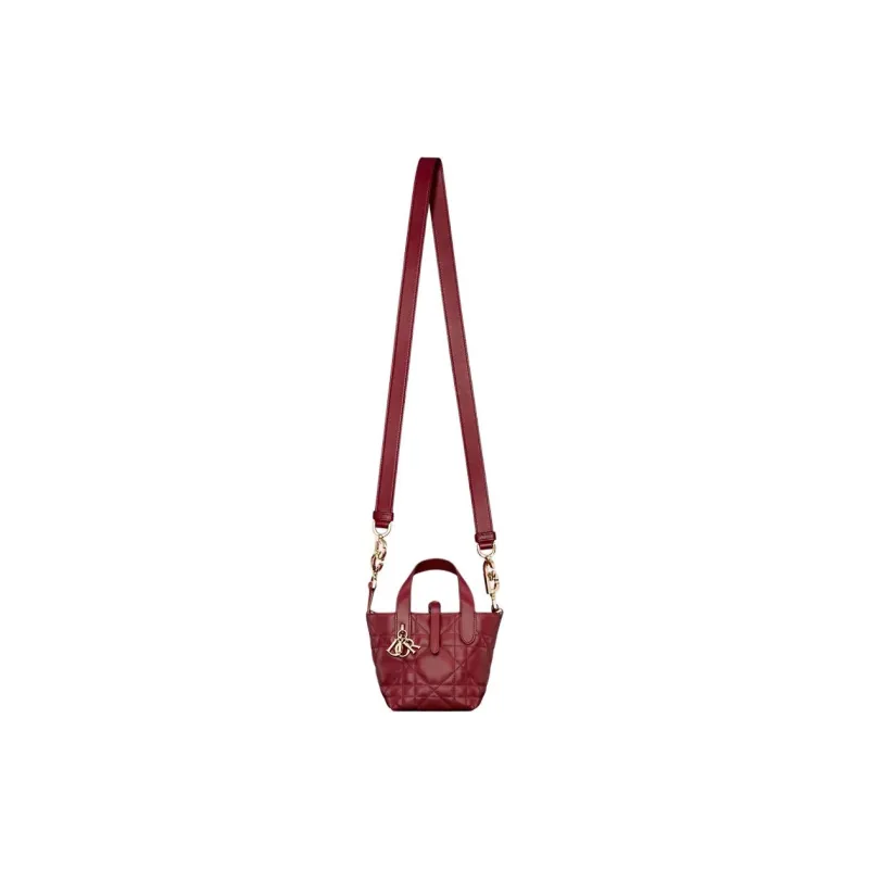 DIOR Toujours Calfskin Tote Bag, Shopping Bag, Shoulder Bag, Handbag Nano Women's Burgundy-1