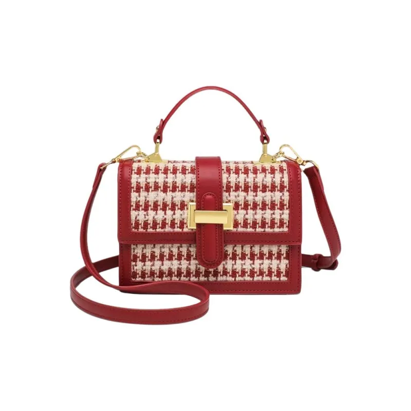 CLEVER& KETCH PU Box Bag, One Shoulder Handbag Women's Red-0