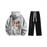 Clothing Sets (Heather Gray Sweatshirt+Black Washed Jeans) (Fleece-Lined)