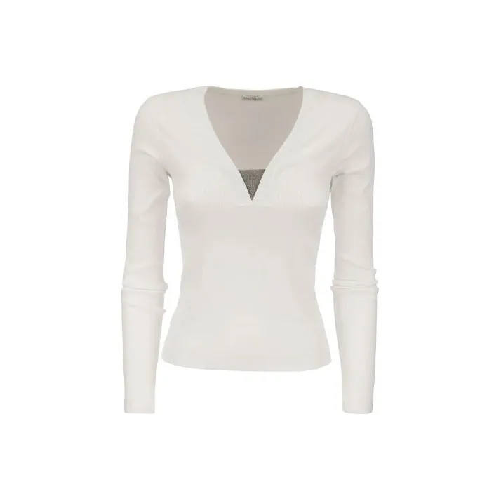 Brunello Cucinelli V Neck Long Sleeved Top-0