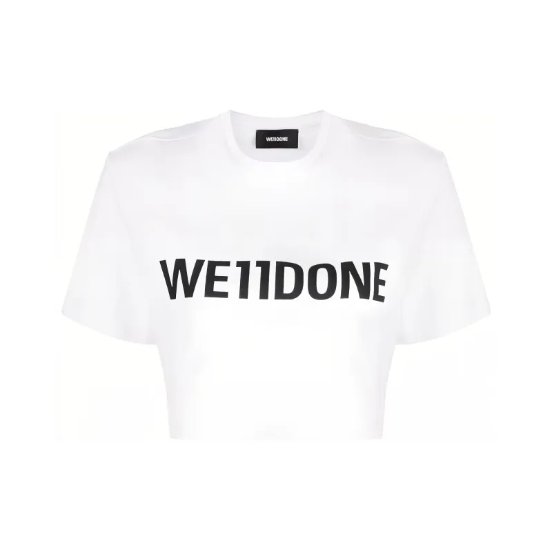 WE11DONE Logo print Jersey Cropped T shirt-0