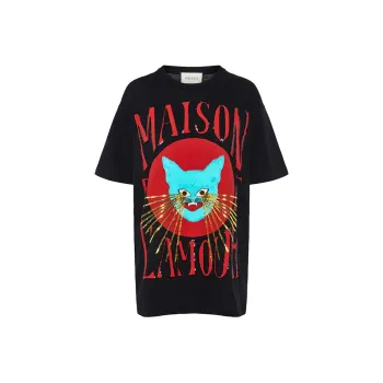 GUCCI Drop Shoulder Sleeve T Shirt Women's Black