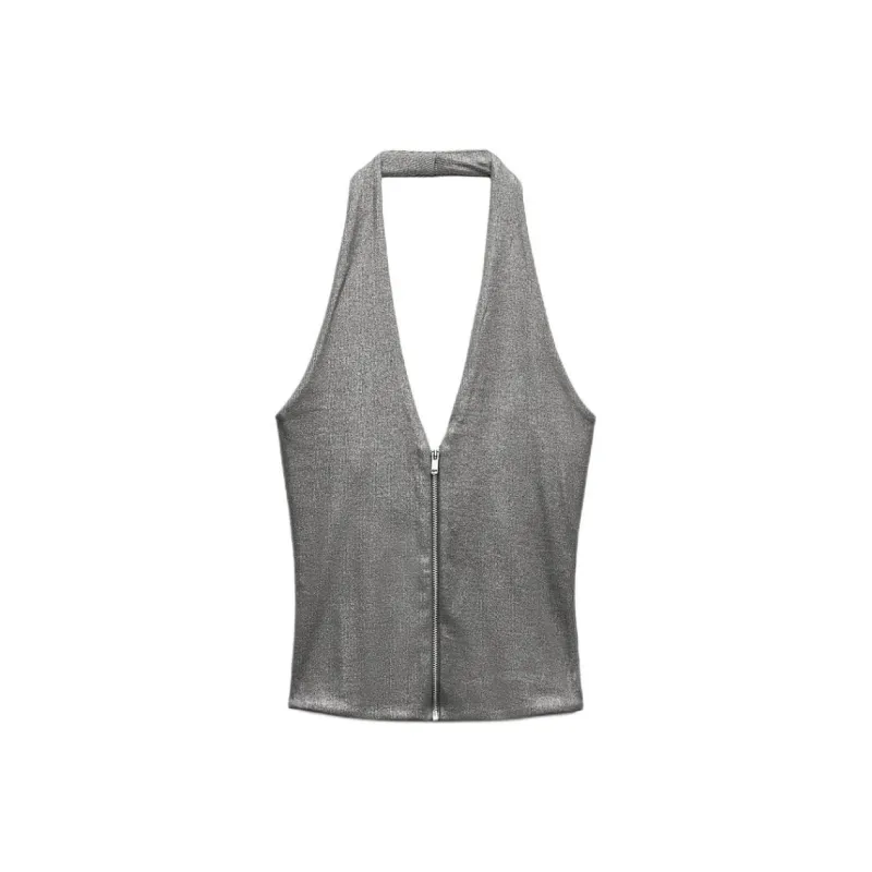 ZARA Tank Tops Women's Gray-0