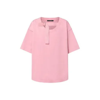 LOUIS VUITTON Solid Color Loose Fit Crew Neck Short Sleeved T Shirt Women's Pink