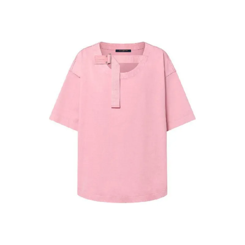 LOUIS VUITTON Solid Color Loose Fit Crew Neck Short Sleeved T Shirt Women's Pink-0