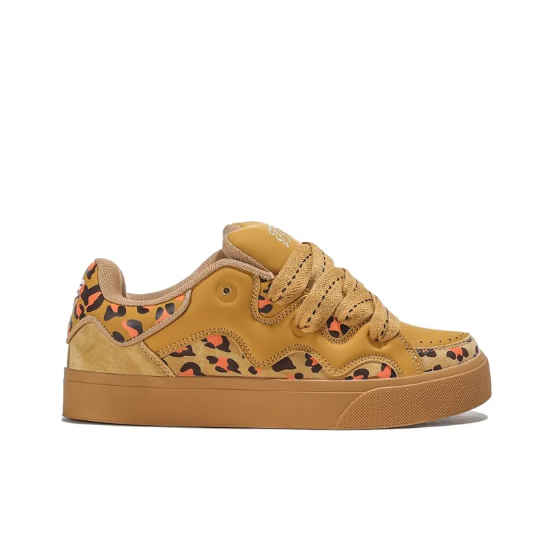 FERW Coverage Slip Resistant And Breathable Low Top Skateboard Shoes Unisex Leopard-1