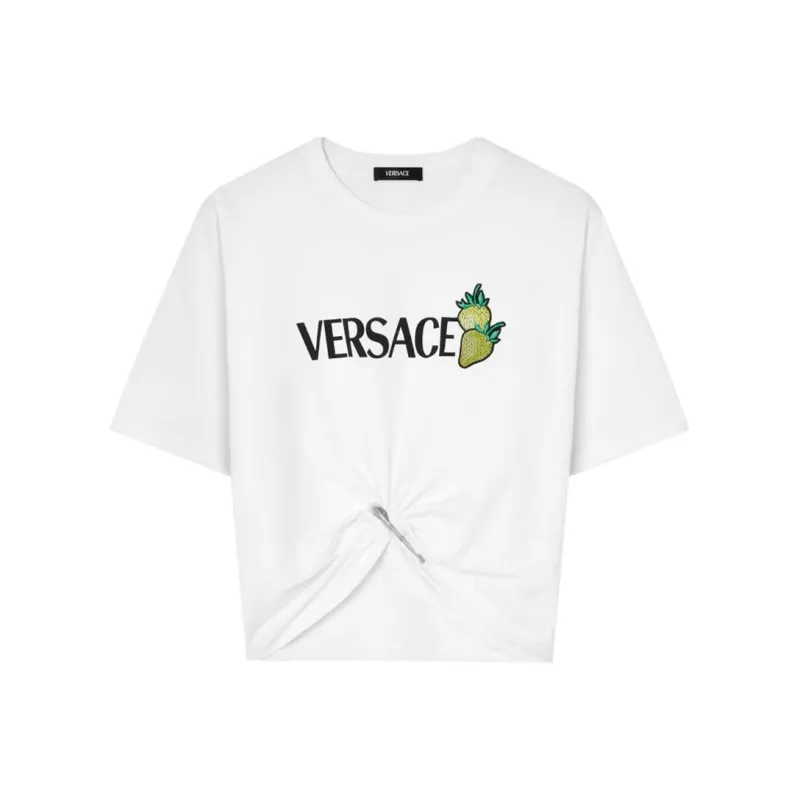 VERSACE Strawberry Motif Safety Pin Detailed T Shirt-0