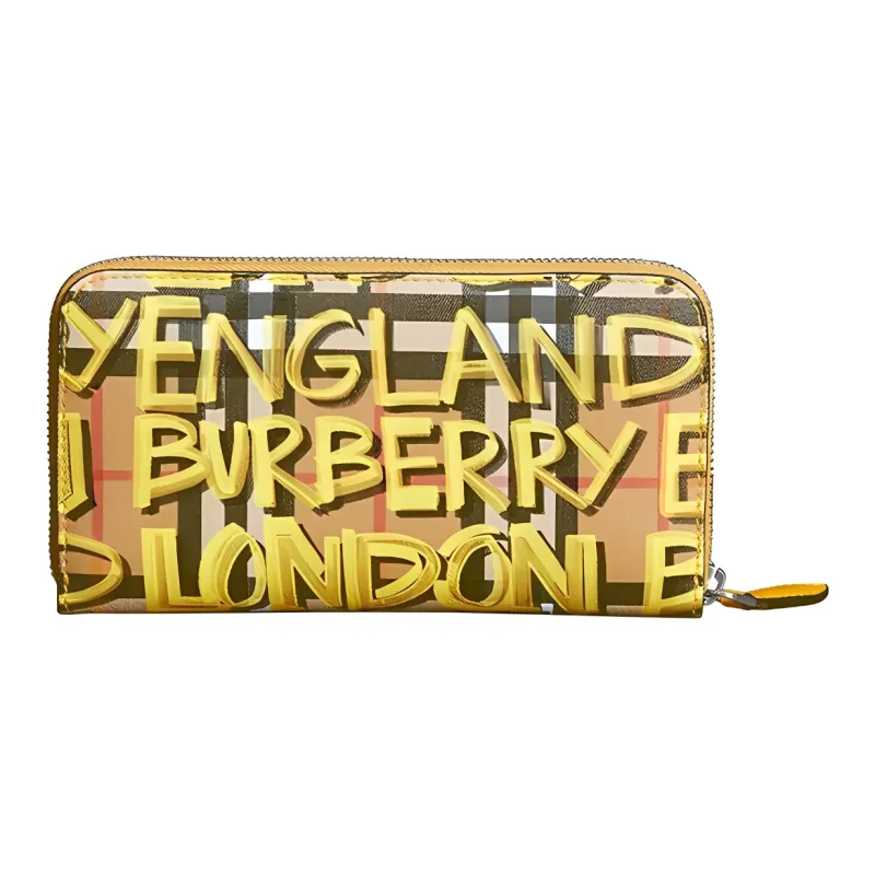 Burberry Cow Leather Card Holder Wallet Women's Yellow-2