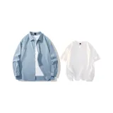 Clothing Set (Blue Shirt+White Short-Sleeved Shirt)