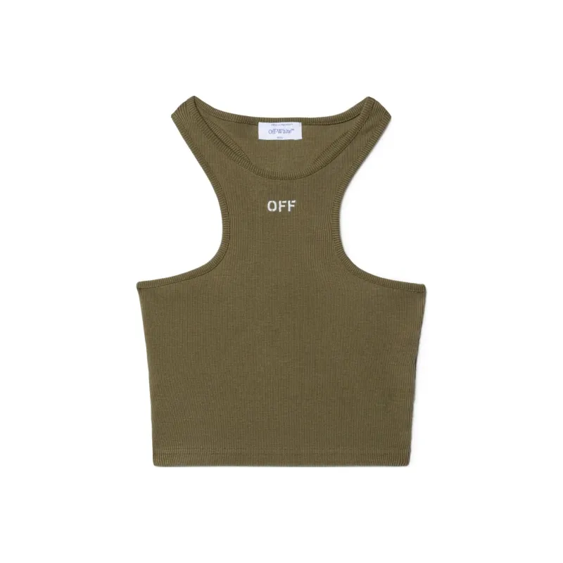 OFF WHITE Stamp Ribbed Rowing Top-0