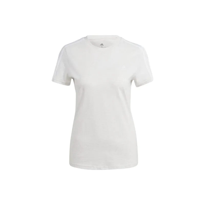 Adidas Women's Essentials Slim 3 Stripes T Shirt Off White/White-0