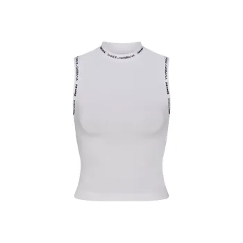 Skims X Dolce&Gabbana Cotton Jersey Mock Neck Tank Snow