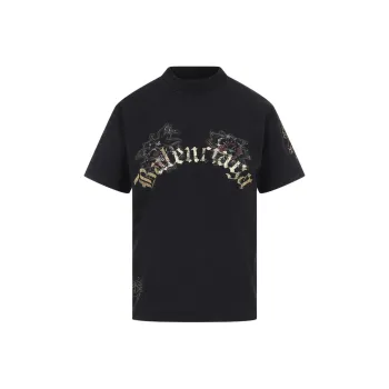 Balenciaga Rose Printed Short Sleeved T Shirt