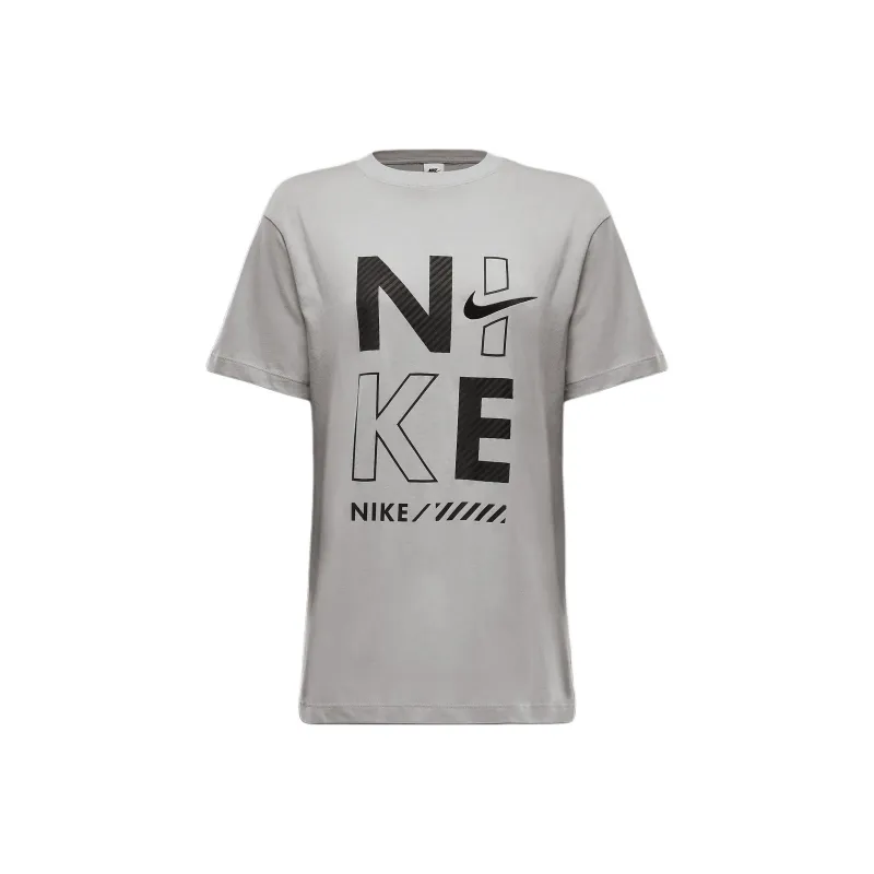 Nike Sportswear Drop Shoulder Sleeve T-Shirt Women's Light Iron Stone Color-0