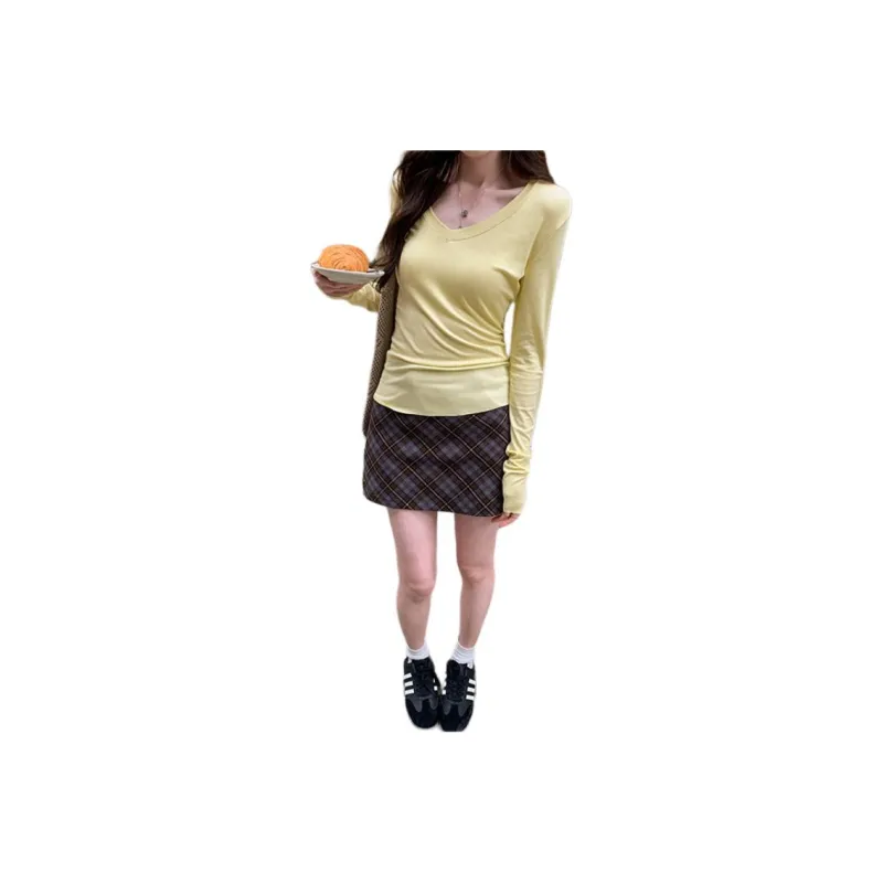 HUASJ T Shirts Women's Yellow-0