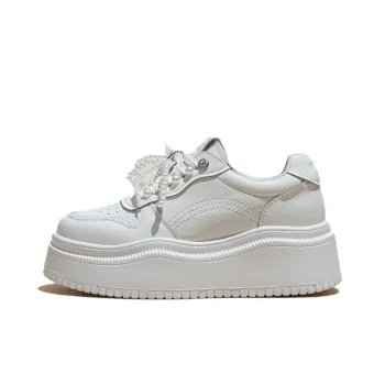 BENZI Lightweight Breathable Height Increasing Low Top Skateboard Shoes Women's White
