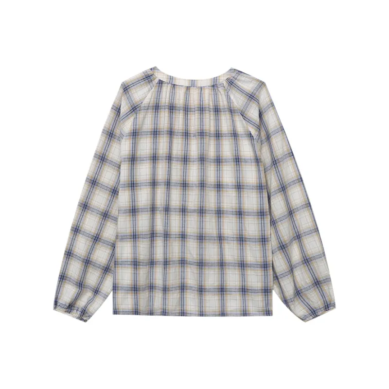 CHARM PICK Shirt Women's Blue Plaid-1