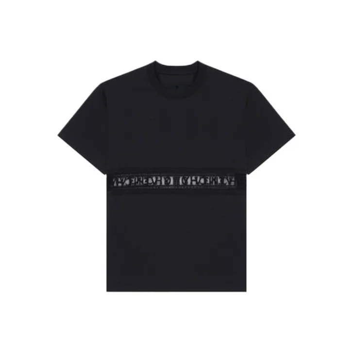 Givenchy T Shirt With Lace Webbing Black 'Black'-0