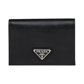PRADA Saffiano Leather Wallet Small Size Women's Black