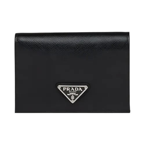 prada bag Saffiano Leather Wallet Small Size Women's Black
