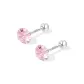 [1 Pair]6mm Pink Zircon Stud Earrings[999 Fine Silver]