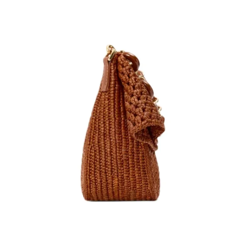 LOEWE Raffia One Shoulder Handbag Medium Size Women's Gold Brown-5