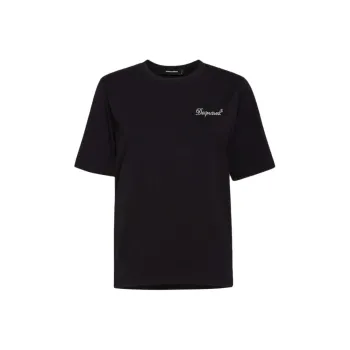 DSQUARED 2 Logo Rhinestone Embellished Crewneck T Shirt