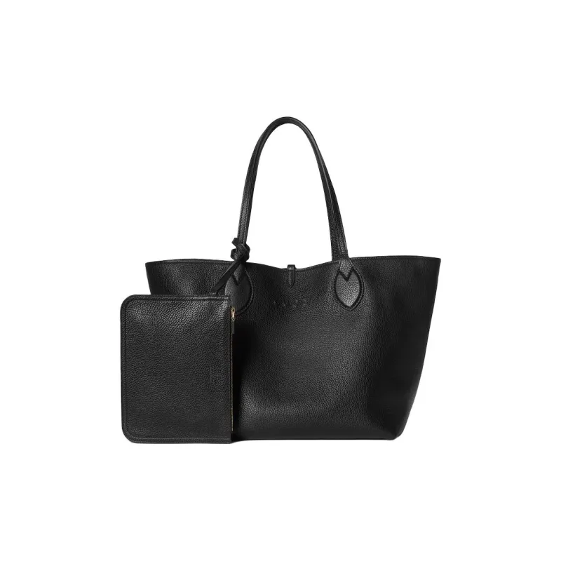 GUCCI Totissima Grain Leather With GG Canvas Shoulder Bag Medium Size Women's Black-1