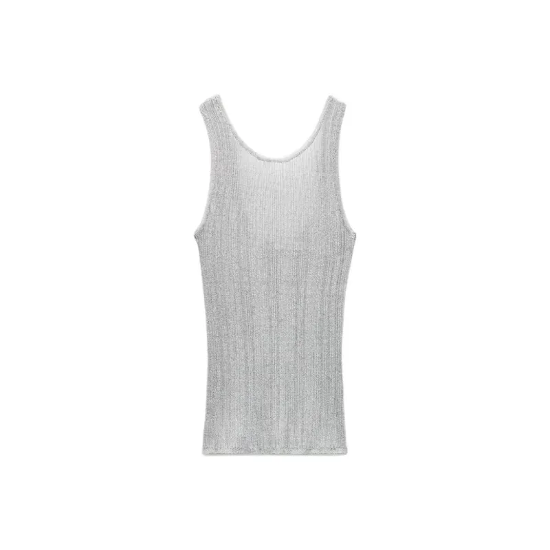 ZARA Tank Tops Women's Silver-0