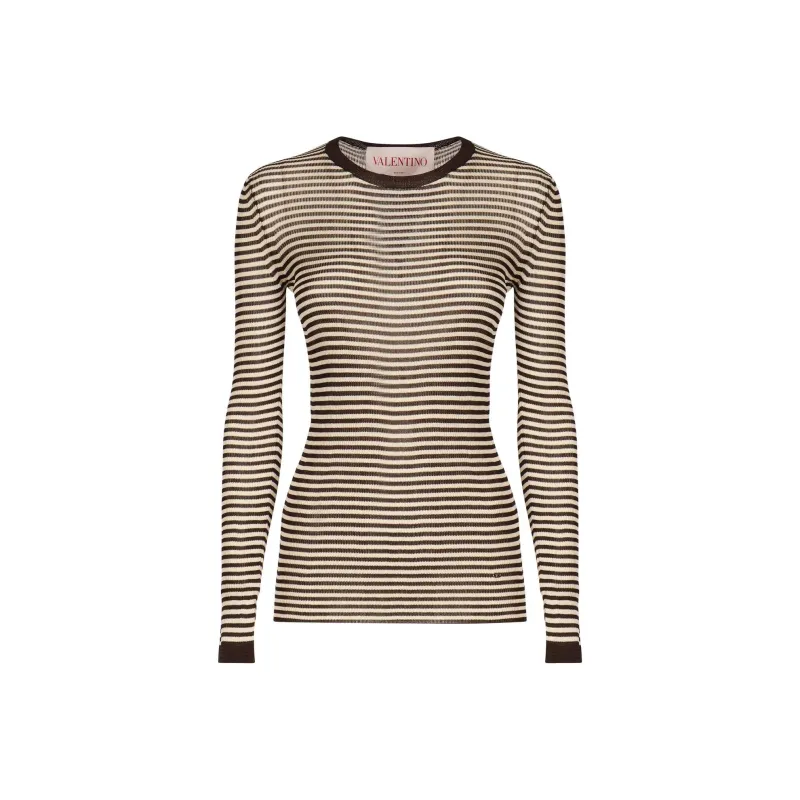 Valentino Striped Crewneck Knitted T Shirt-0