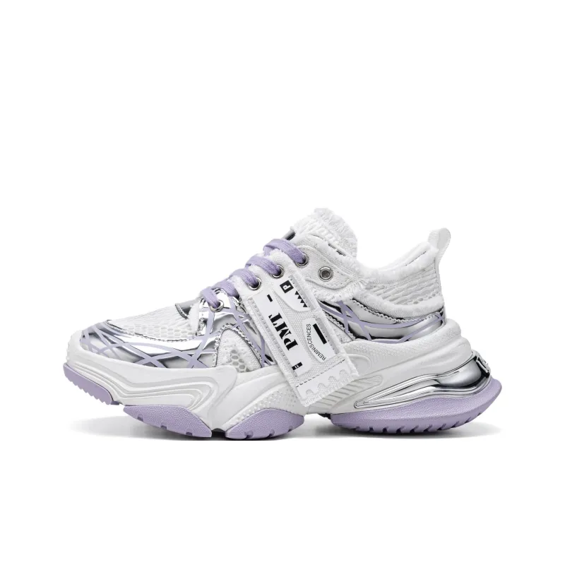 PMT Slip Resistant, Breathable, Lightweight, Height Increasing Low Top Chunky Sneakers Unisex White Black-24