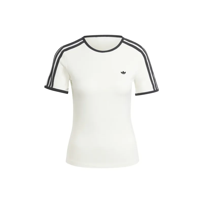 Adidas Originals Women's Premium 3 Stripes Cali T Shirt Off White-0