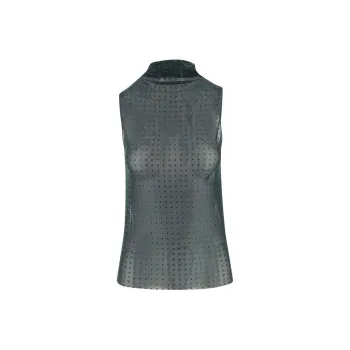 PINKO Embellished Mock-Neck Sheer Top