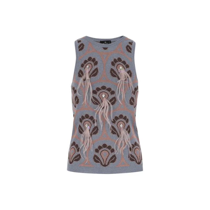 ETRO Patterned Jacquard Knitted Tank Top-0