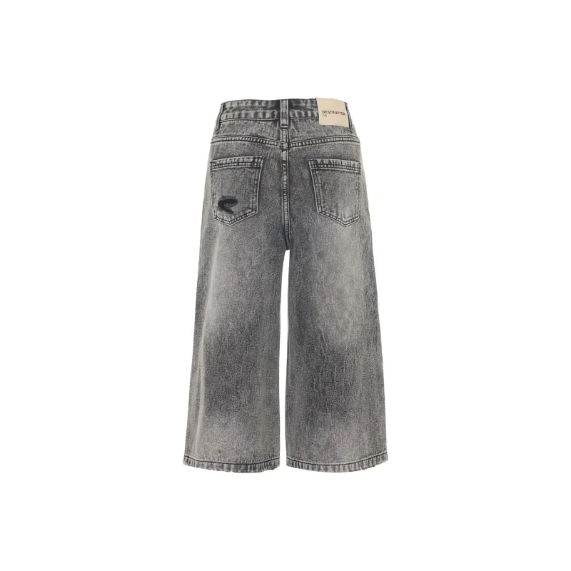 Wen Shan Denim Shorts Women's Black Gray-1