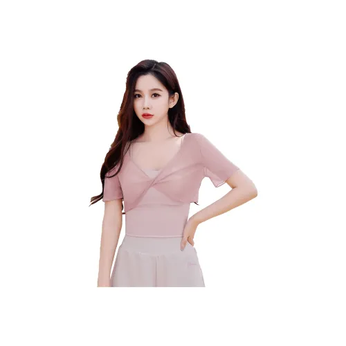 Barbie Yoga T Shirt Women's Bean Pink[Outerwear+Camisole Fixed Integrated Cup]