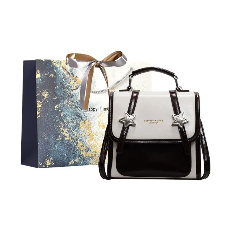 Iman's House Pu Backpack Regular Women's Black/White/Brown/Blue-4