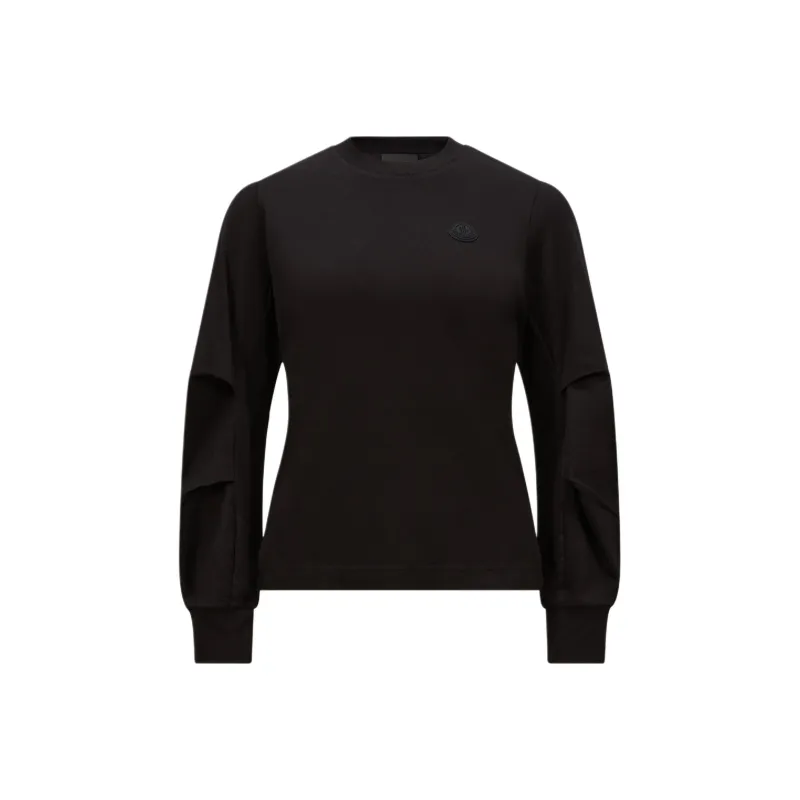 Moncler Pleated sleeve Cotton T Shirt-0