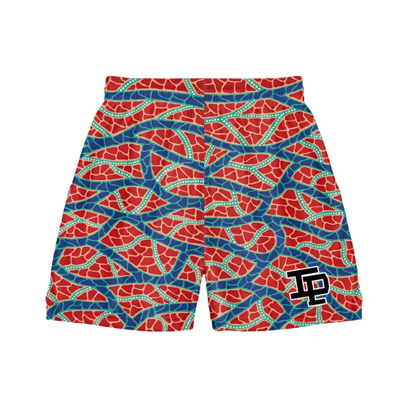 TIP OFF Casual Shorts Unisex Orange Red-0