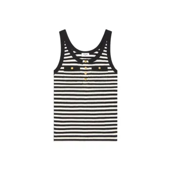 CELINE Marinière Tank Top In Ribbed Cotton Jersey