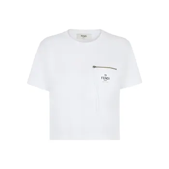 FENDI Zip Detailed Crewneck T Shirt