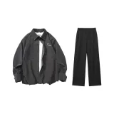 Dark Gray Long-Sleeved Shirt+Black Pants