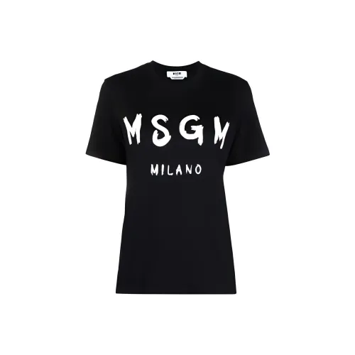 MSGM Logo Printed Crewneck T Shirt