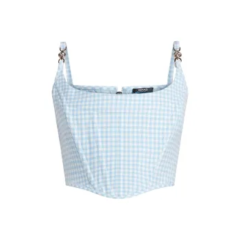 VERSACE COLLECTION Medusa Gingham Corset Top
