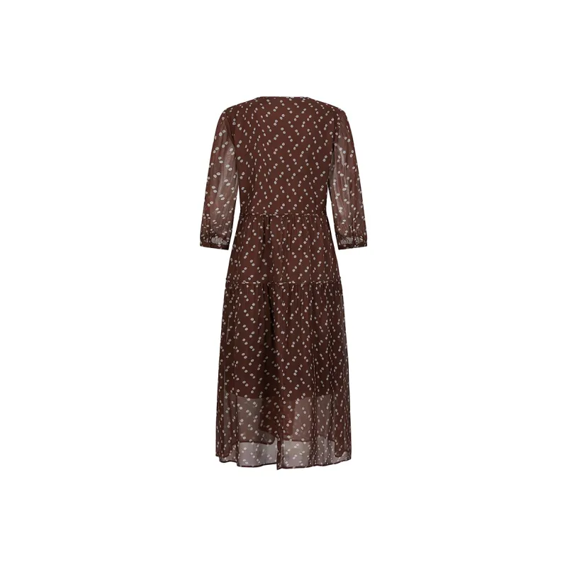 JZ. ANNAKRO Long Sleeved Dress Women's Floral Dark Coffee-1