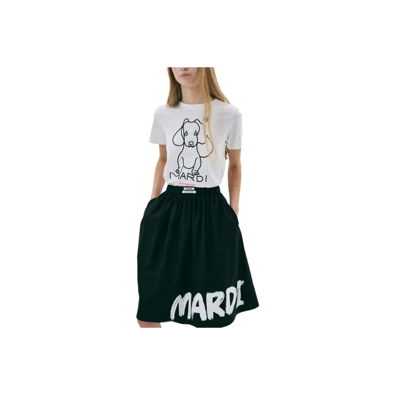MARDI MERCREDI T Shirt Women's Ivory Black Korean Style-0