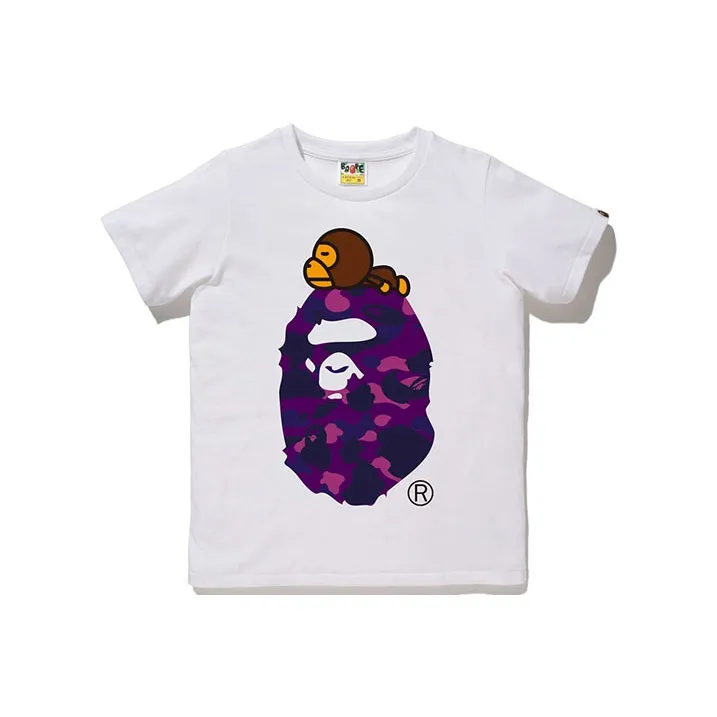 A BATHING APE A BATHING APE Color Camo Milo On Big Ape Relaxed Tee White/Purple-3